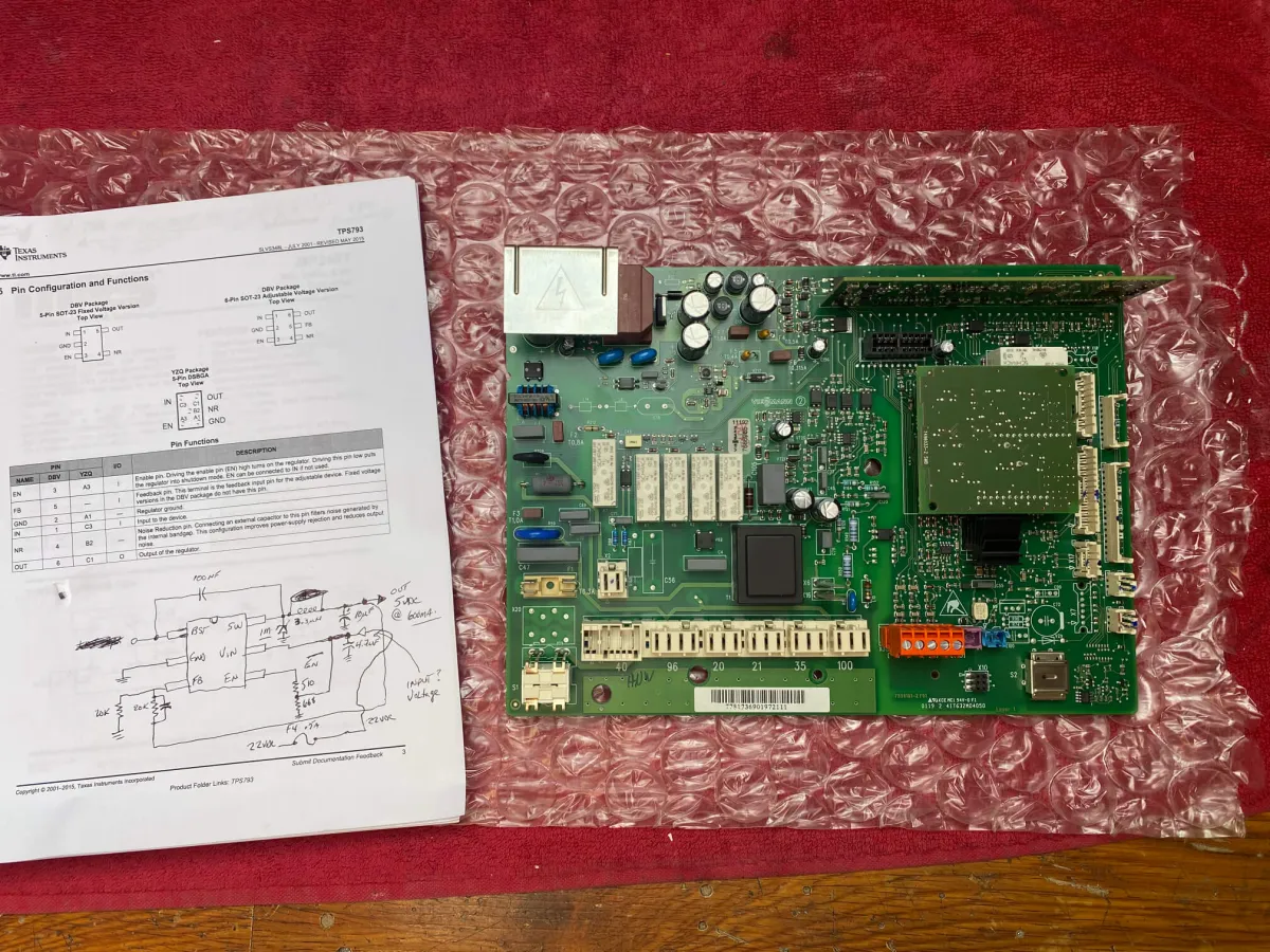 Workbench at Innovative Circuits with circuit boards under repair